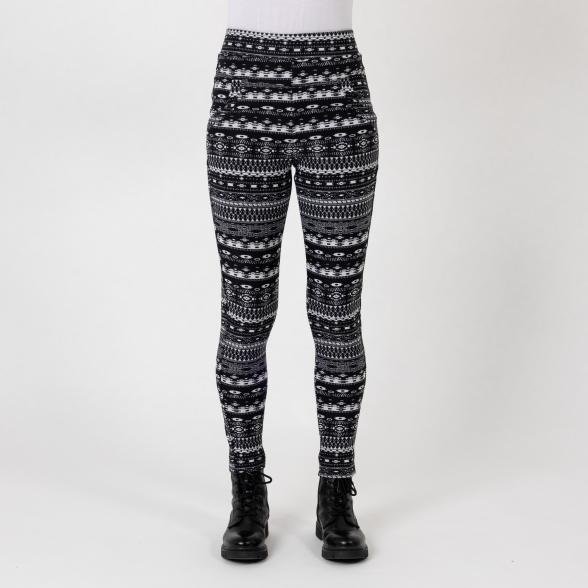 FASHION NEWS Thermo-Fleece-Leggings schwarz/weiß