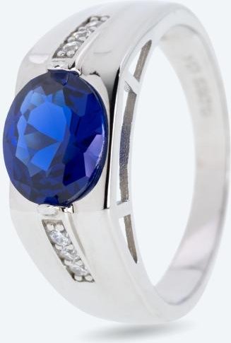 Ring 925 rhodiniert Zirkonia saphirblau