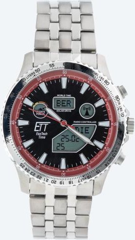 ETT Herren-Funk-Solaruhr Titan World Timer schwarz