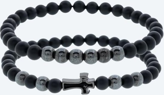 SET: 2x Armband Achat schwarz, geschwärzt