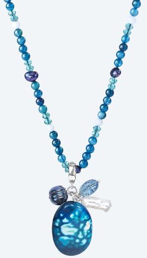 Collier mit Anhänger Achat, Quarz, Keshi Perle