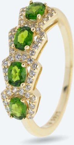 Ring 925 Sterling Silber vergoldet Chromdiopsid