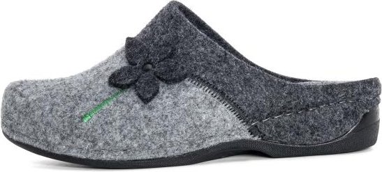 Dr. Feet Damenhausschuhe grau/schwarz mit Blume