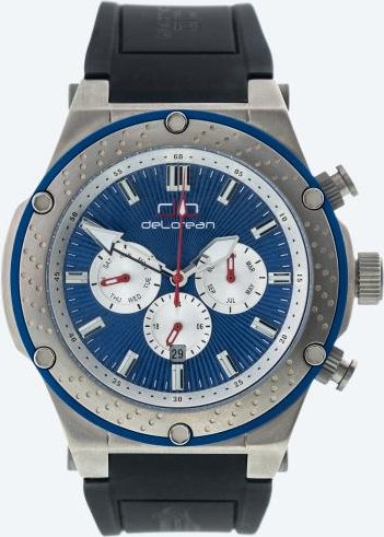 deLorean Herren-Automatikuhr "Titan" silber-blau