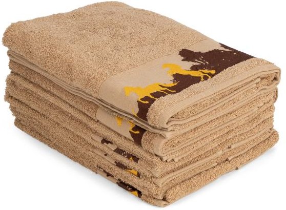 Frottierset 6tlg. Pferde braun gelb