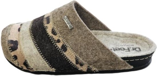 Dr. Feet Damenhausschuhe beige/leo