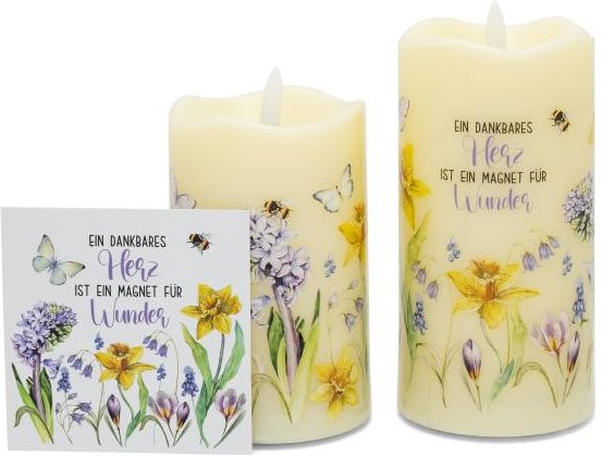 2 LED-Funkelkerzen Blütentraum