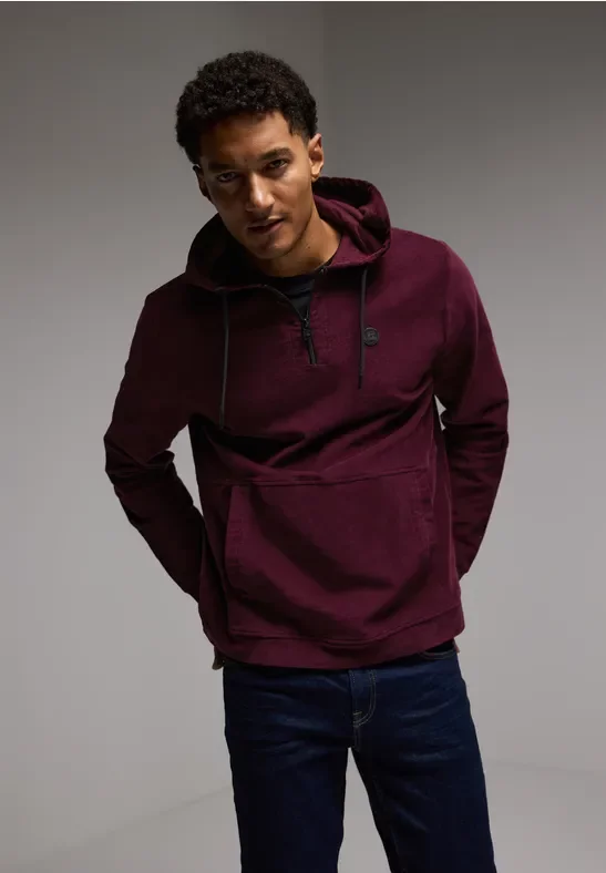 Street One MEN Männer Cord-Hoodie in Rot, Gr: XL
