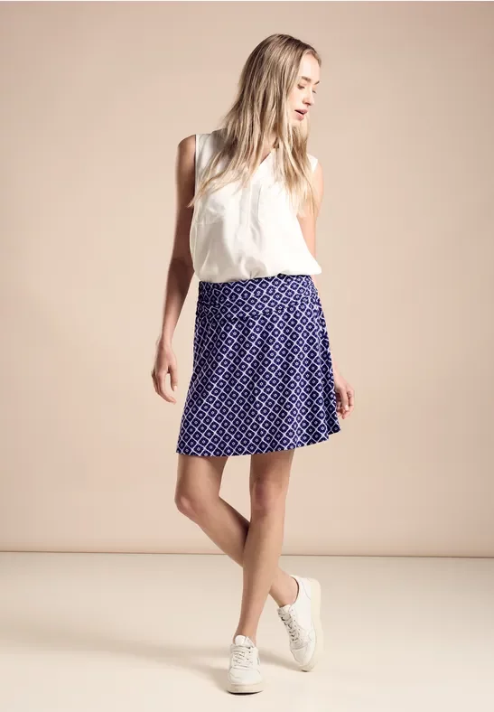 Street One Frauen Minirock mit Print in Blau, Gr: 44