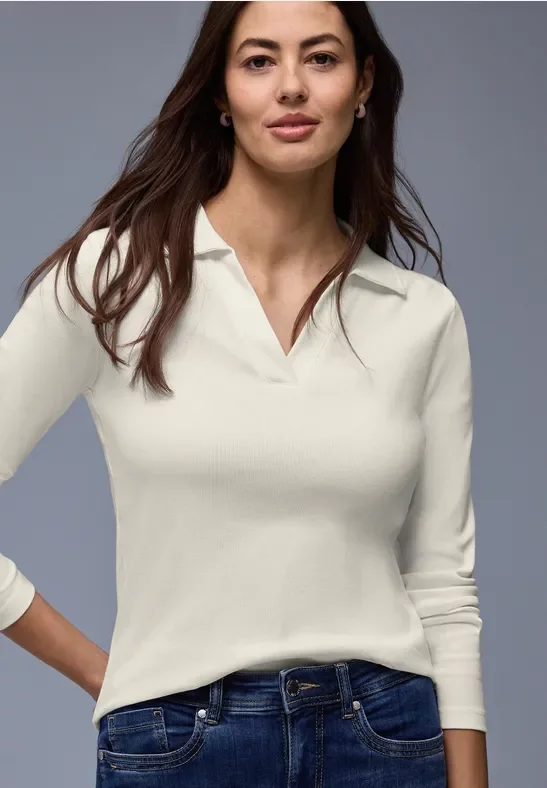 Street One Frauen Poloshirt in Weiß, Gr: 40