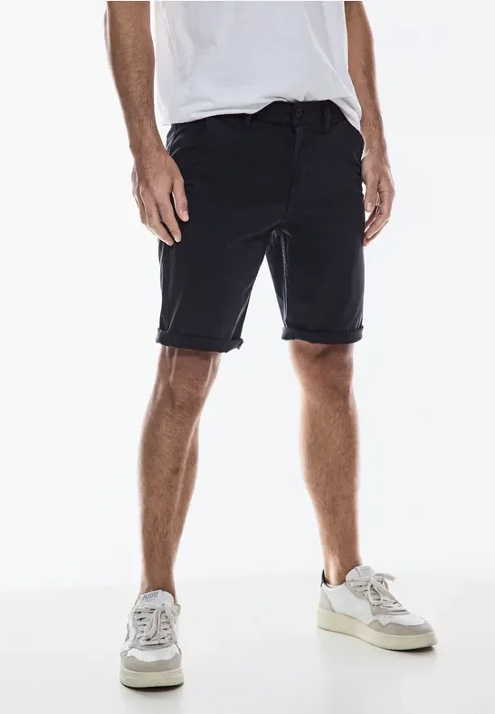 Street One MEN Männer Stretch Twill Chino Shorts in Blau, Gr: 34