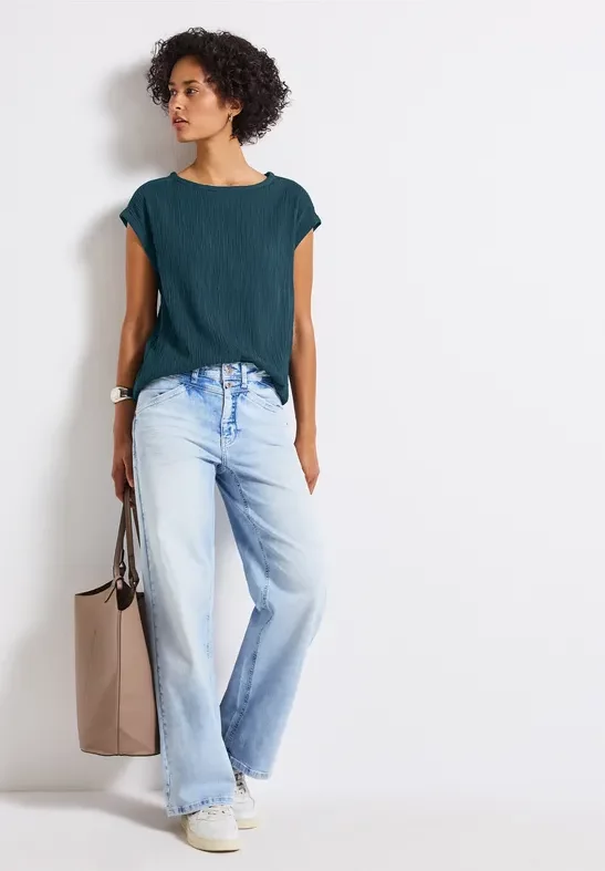 Street One Frauen Blusenshirt mit Tapedetails in Türkis, Gr: 38
