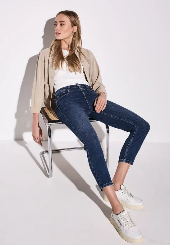 Street One Frauen 7/8-Jeans im Slim Fit in Blau, Gr: 25