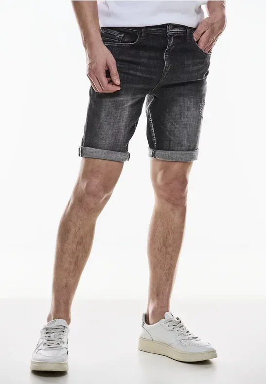 Thumbnail - Street One MEN Männer Elastische Jeans Shorts in Schwarz, Gr: 34