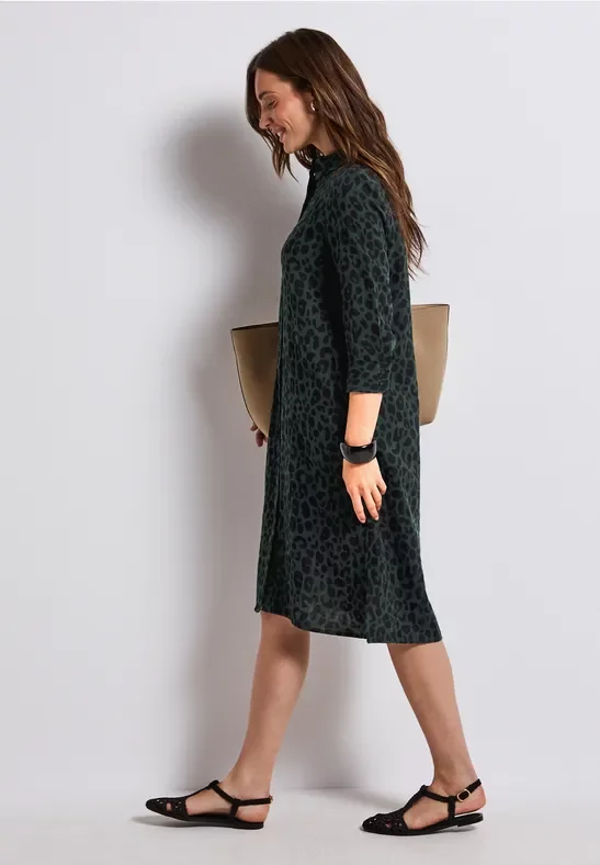 Street One Frauen Gemustertes Musselinkleid in Grün, Gr: 34