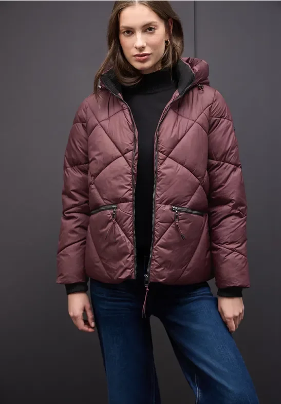 Street One Frauen Kurze Steppjacke in Rot, Gr: 38