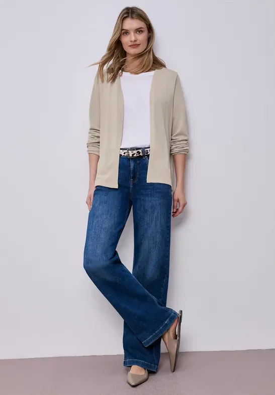 Street One Frauen Langarm Jacke in offener Passform in Beige, Gr: 34