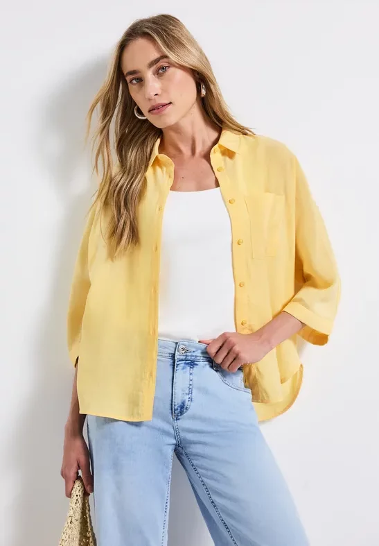 Thumbnail - Street One Frauen Dolman Hemdbluse in Gelb, Gr: 42