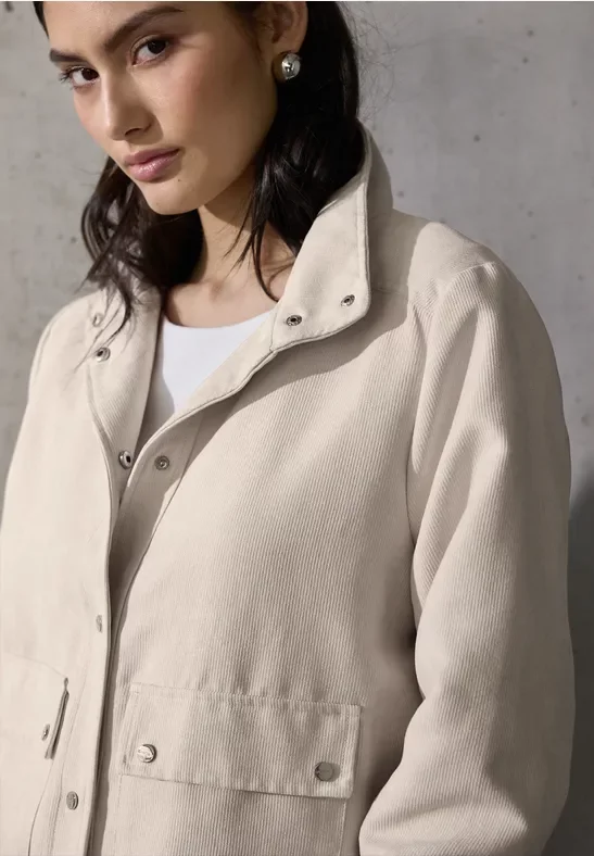 Street One Studio Frauen Cordjacke mit Stehkragen in Beige, Gr: 44