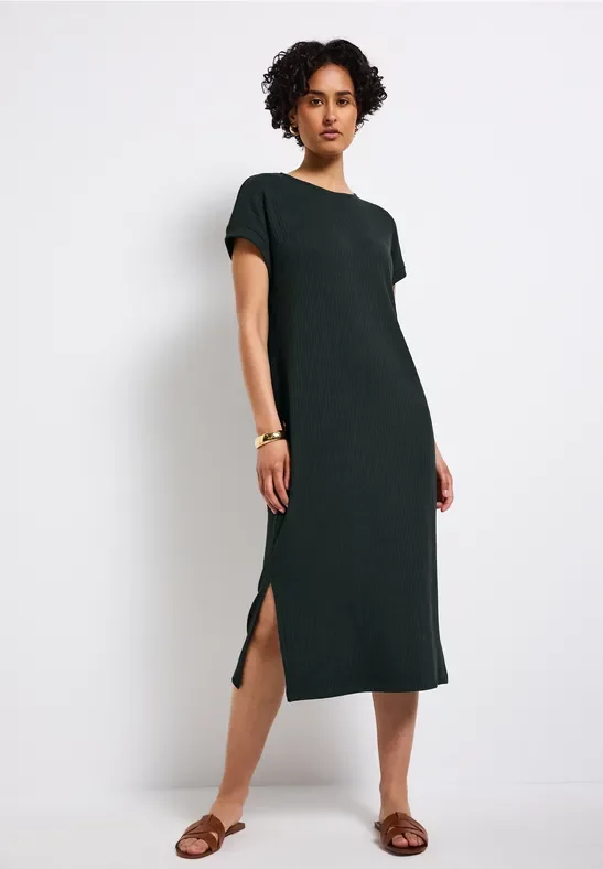 Street One Frauen Kleid mit Rippstruktur in Grün, Gr: 42