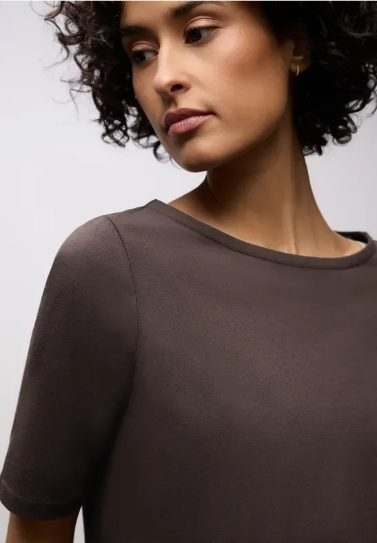 Street One Frauen Basic T-Shirt in Braun, Gr: 38