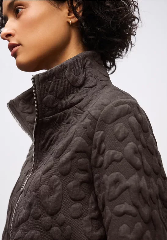 Street One Frauen Leo Jacquard Jacke in Braun, Gr: 46
