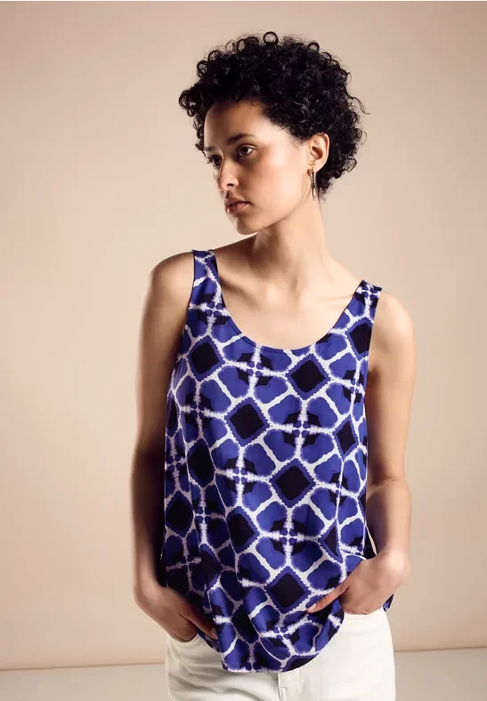 Street One Frauen Blusentop mit Print in Blau, Gr: 34