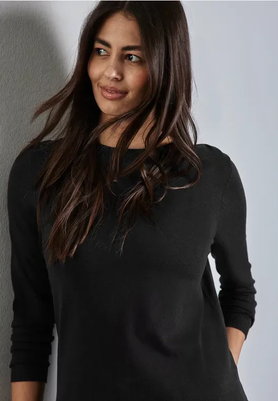 Street One Frauen Weicher Strickpullover in Schwarz, Gr: 34