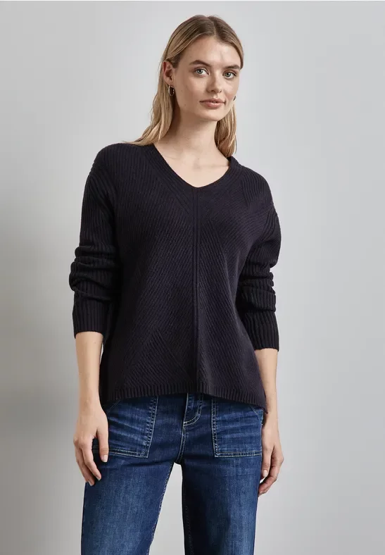 Street One Frauen Struktur-Pullover in Lila, Gr: 40