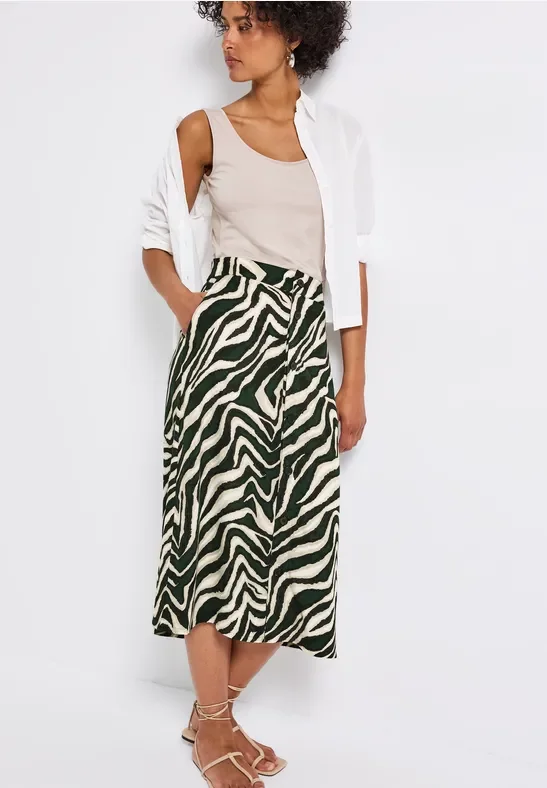 Street One Frauen Midi-Rock mit Knopfleiste in Grün, Gr: 44