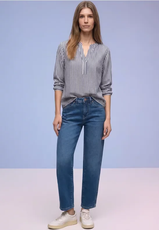 Street One Frauen Gestreifte Tunika in Blau, Gr: 38