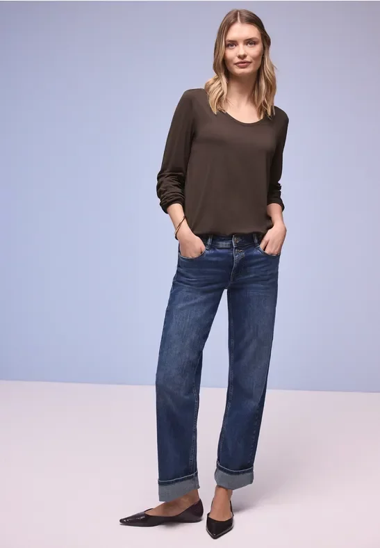 Street One Frauen Basic Shirt in Braun, Gr: 42