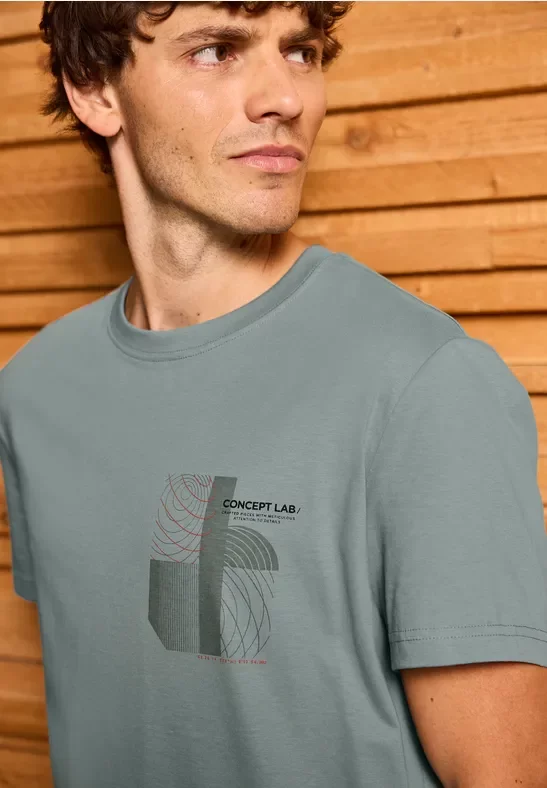 Street One MEN Männer T-Shirt mit Print in Grün, Gr: L