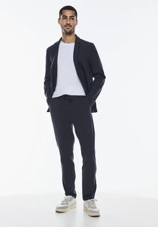Street One MEN Männer Slim Fit Chino Hose in Blau, Gr: 33