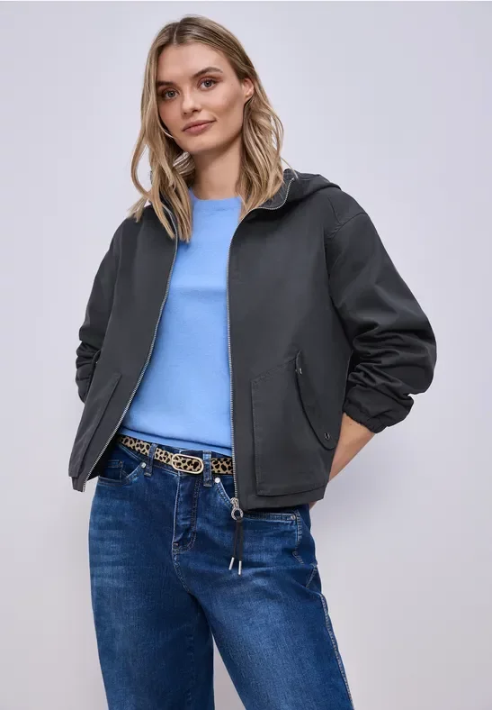 Street One Frauen Kurze Jacke in Blau, Gr: 46