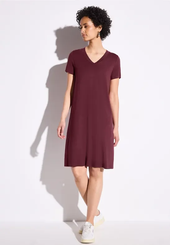 Street One Frauen Jersey-Kleid in Unifarbe in Rot, Gr: 36