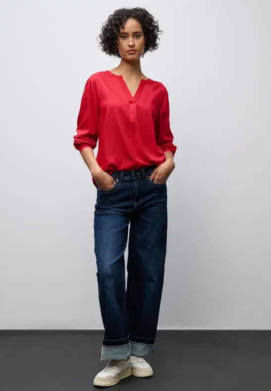 Street One Frauen Split Neck Tunika in Rot, Gr: 38