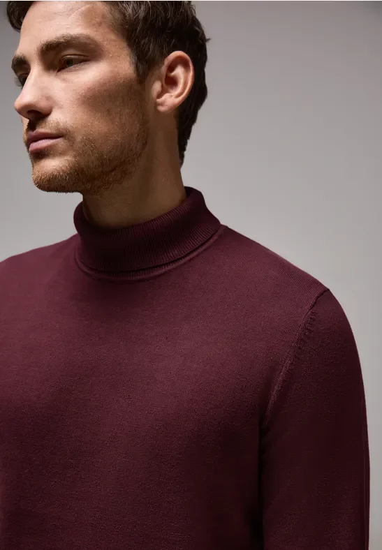 Street One MEN Männer Basic Rollkragenpullover in Rot, Gr: 3XL