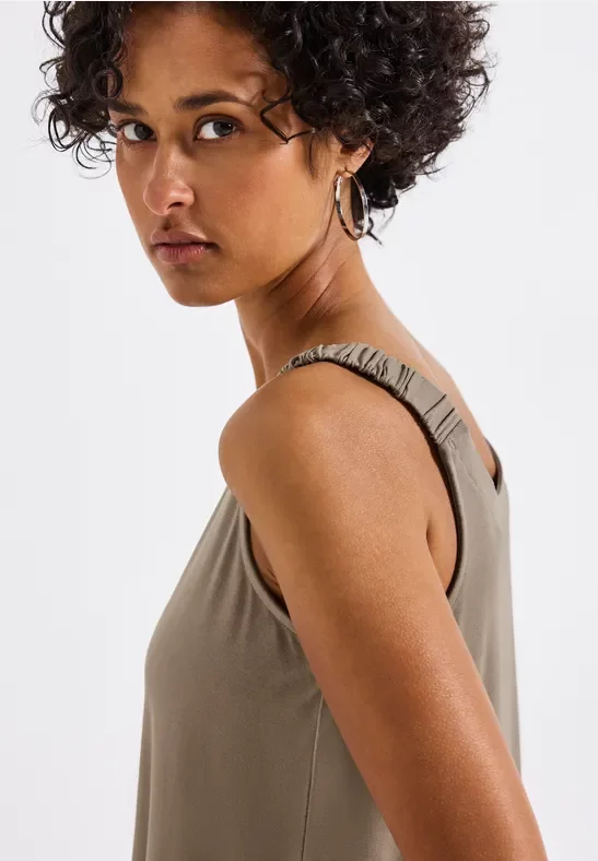 Street One Frauen Top mit Raffung in Braun, Gr: 46