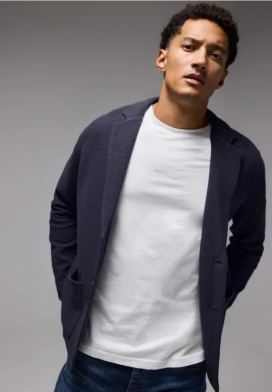 Street One MEN Männer Sakko mit Struktur in Blau, Gr: XL