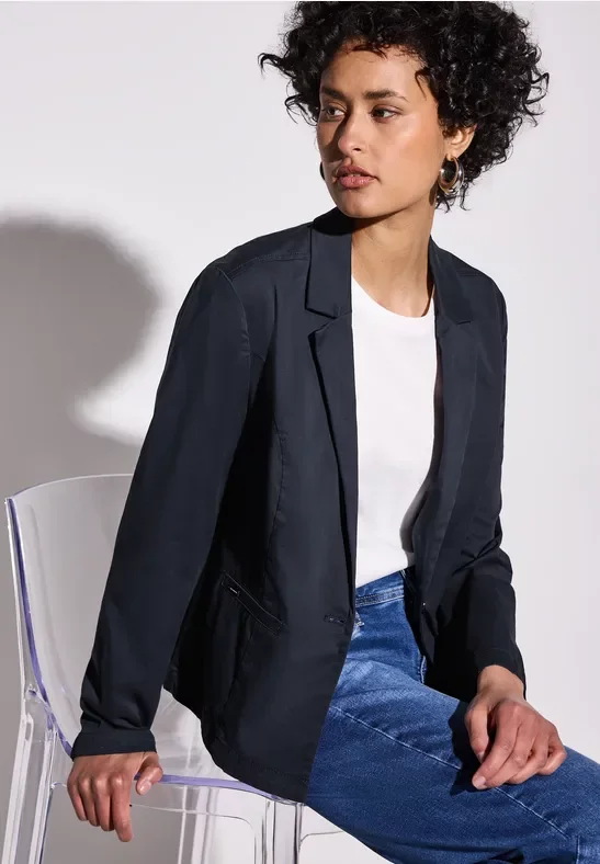 Thumbnail - Street One Frauen Kurzer Twill-Blazer in Blau, Gr: 34