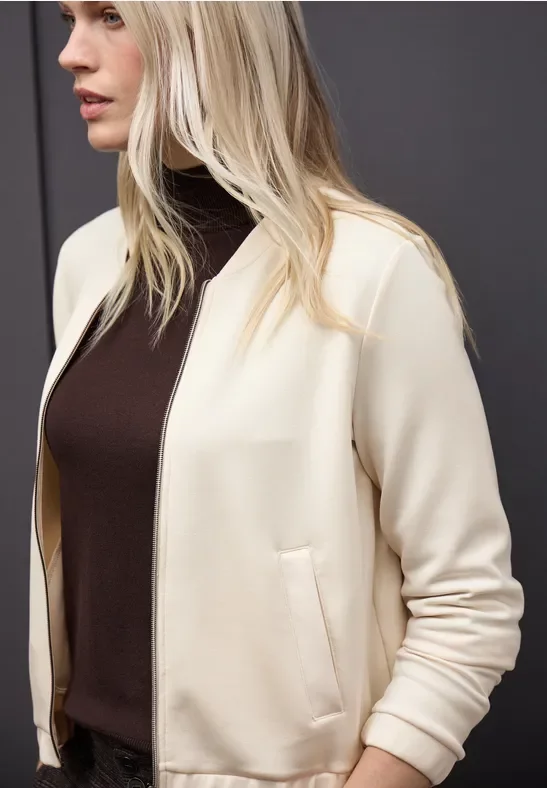 Street One Frauen Silk-Look Jacke in Beige, Gr: 36