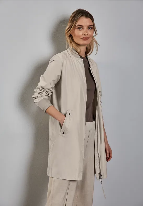 Street One Frauen Langer Blouson in Beige, Gr: 34