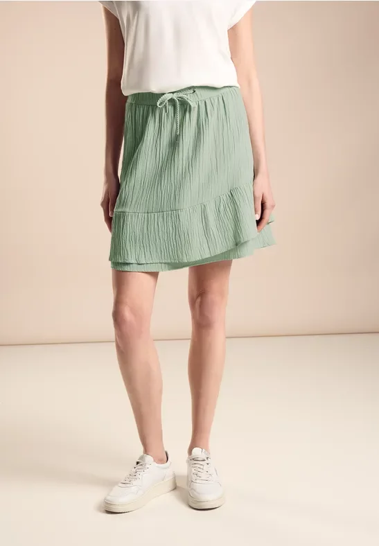 Street One Frauen Struktur Volants Rock in Grün, Gr: 34