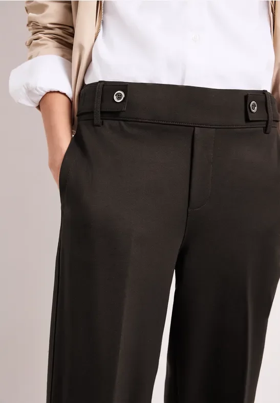 Street One Frauen Wide Leg Hose mit Knopfdetail in Braun, Gr: 44