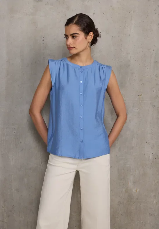 Thumbnail - Street One Studio Frauen Blusentop mit Rüschen in Blau, Gr: 42