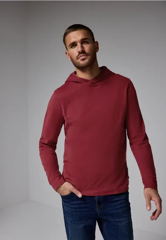 Street One MEN Männer Softes Hoodie-Shirt in Rot, Gr: 3XL