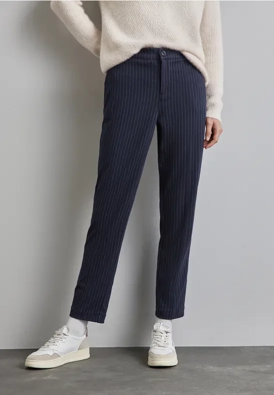 Thumbnail - Street One Frauen Chino im Nadelstreifen-Look in Blau, Gr: 38