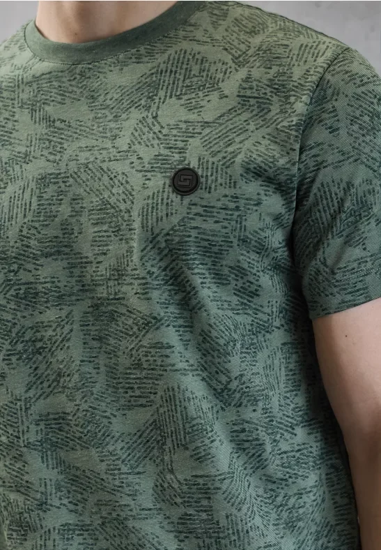 Street One MEN Männer Gemustertes T-Shirt in Grün, Gr: 3XL