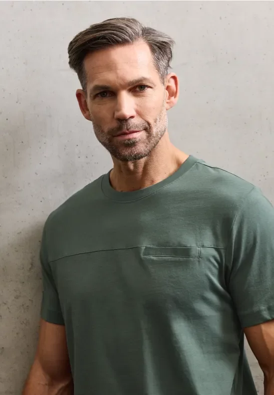 Street One MEN Männer T-Shirt mit Brusttasche in Grün, Gr: L